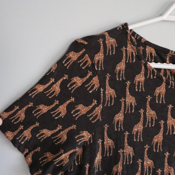 Fat Face Womens Brown Sz 6 Simone Animal Print Jersey Giraffe A-Line Midi Dress - Picture 3 of 11